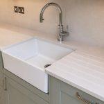 Quartz Worktop with drainage grooves & Belfast Sink kitchen upgrade